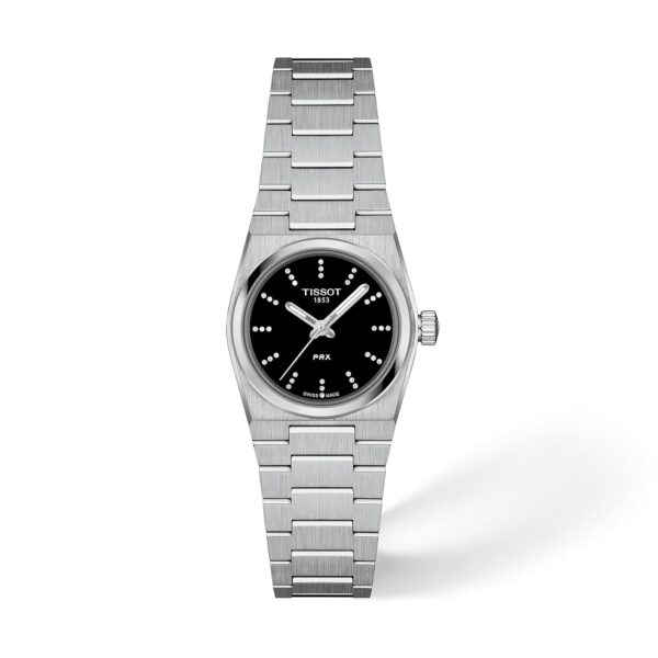 Reloj Tissot PRX T1370101105600 Cuarzo Suizo Mujer Caja Acero Inoxidable 25mm Esfera Negra Marcadores de Diamantes