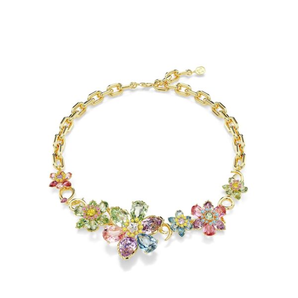Collar Swarovski Idyllia Modelo 5709030 Multicolor Acabado Tono Dorado Flor Cristales