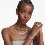 Collar Swarovski Idyllia Modelo 5709030 Multicolor Acabado Tono Dorado Flor Cristales