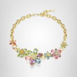 Collar Swarovski Idyllia Modelo 5709030 Multicolor Acabado Tono Dorado Flor Cristales