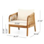 Juego de 2 Sillas de Mimbre Merax Madera de Acacia Ratán Sintético Beige