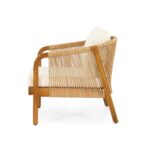 Juego de 2 Sillas de Mimbre Merax Madera de Acacia Ratán Sintético Beige