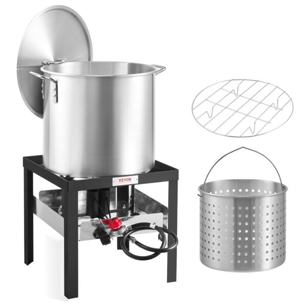 Kit para Hervir Mariscos VEVOR JK-100ALKIT-US 100 Qt Olla de Aluminio con Quemador de Propano 100000 BTU y Cesta Colador