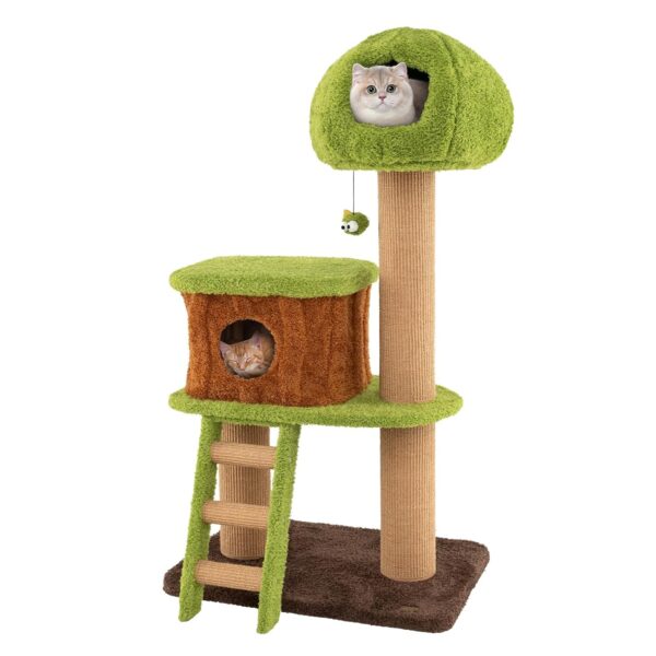 Árbol para Gatos PETSITE PTS10214GNCTPV 56 Pulgadas Temática Forestal 3 Niveles 2 Condominios