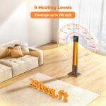 Calentador de Patio FLOWBREEZE 900H Infrarrojo 500 a 1500W 9 Niveles de Calor 42 Pulgadas con Control Remoto