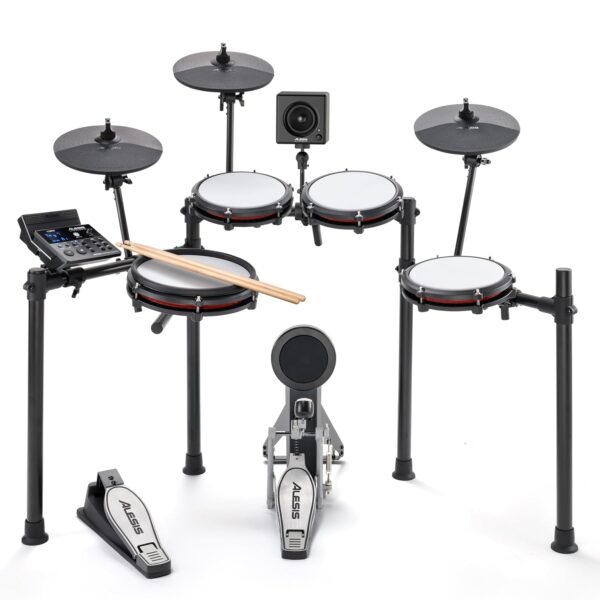 Alesis Nitro Max Kit y amplificador - Juego de batería eléctrica con caja de doble zona de 10 pulgadas, Bluetooth, USB M