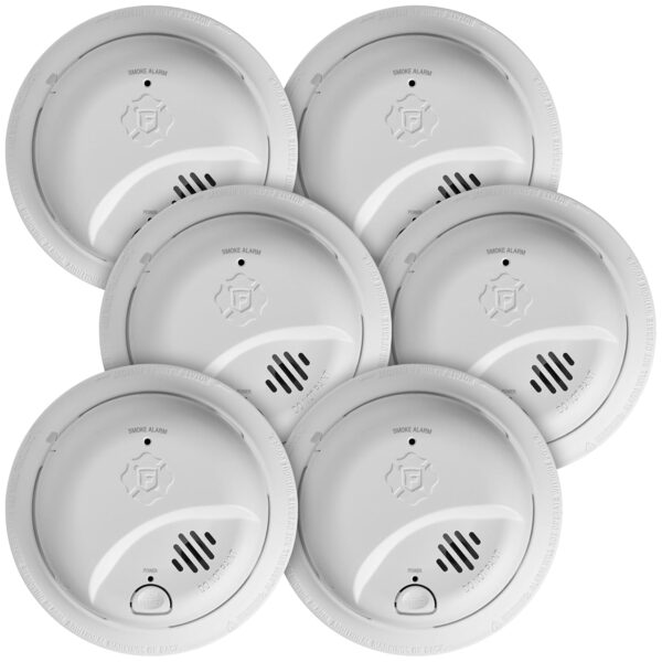 First Alert SMI100-AC, alarma de humo de interconexión de cable duro con batería de respaldo, paquete de 6
