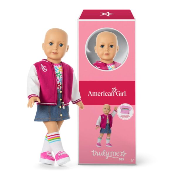 Muñeca American Girl Truly Me JFH01 18 pulgadas ojos azul claro sin pelo piel ligera a media