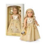 Muñeca Coleccionista American Girl JGP58 Glimmering Gold Holiday 18 pulgadas cabello rubio ondulado ojos azul claro edic