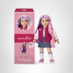 Muñeca American Girl Truly Me JFH08 18 pulgadas ojos azul claro cabello ondulado morado y rosa piel clara vinilo