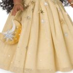 Muñeca American Girl Glimmering Gold Holiday Coleccionista JGP59 18 pulgadas Cabello Negro Rizado Ojos Cafés