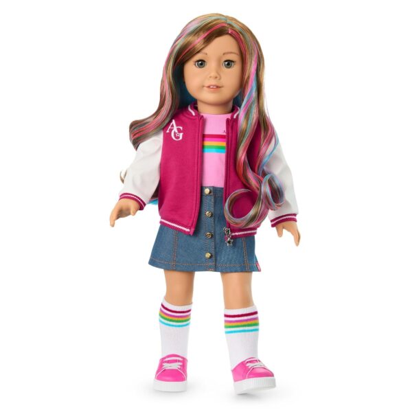 American Girl Muñeca Truly Me JFG98 18 pulgadas ojos grises cabello caramelo ondulado