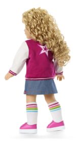 Muñeca American Girl Truly Me JFH07 18 pulgadas Cabello Rubio Rizado Ojos Grises Chaqueta AG Star Squad