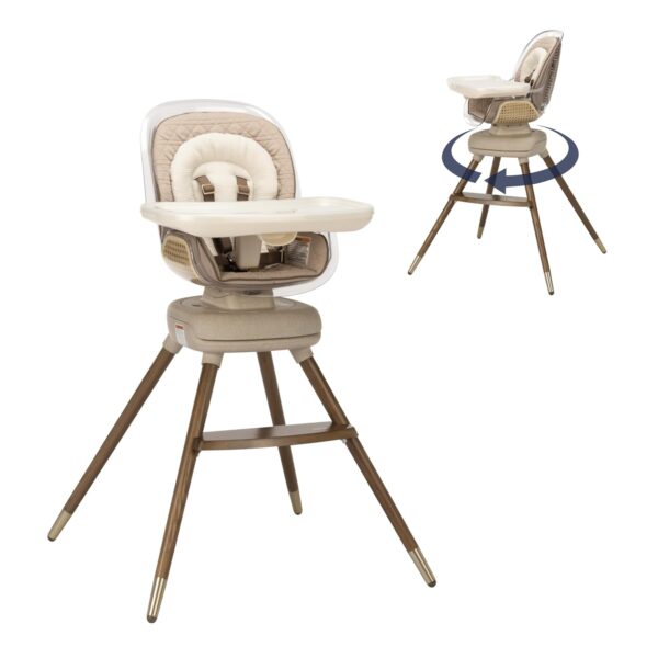 Silla Alta Giratoria para Bebé Maxi-Cosi Kiskadee 360 Modelo HC280HDF Rotación 360 Grados Patas de Madera de Fresno Clip
