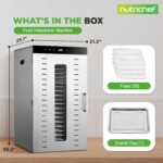 NutriChef - Máquina deshidratadora de alimentos comercial de 20 capas - Incluye 20 bandejas de acero inoxidable, tempori