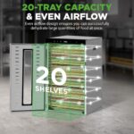 NutriChef - Máquina deshidratadora de alimentos comercial de 20 capas - Incluye 20 bandejas de acero inoxidable, tempori