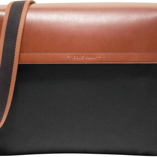 Bolso Messenger Cole Haan Judson F12594 Lona Negro Nuevo Bronceado Británico para Laptop 16 pulgadas