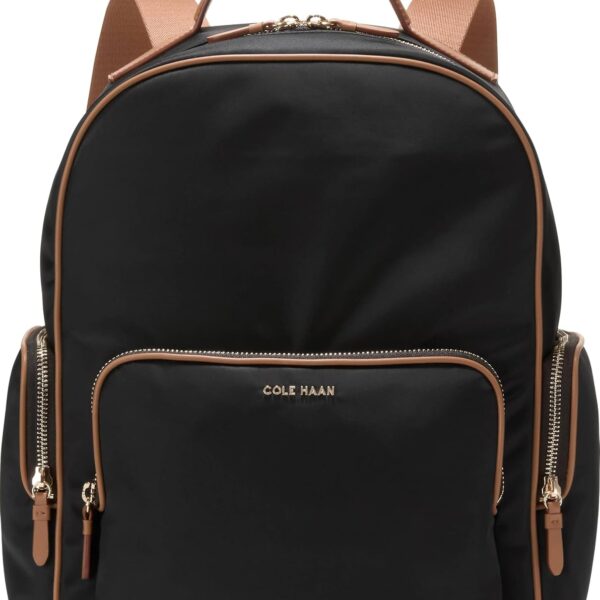 Mochila Cole Haan Delancey Nylon Mujer Negro Miel Dorada