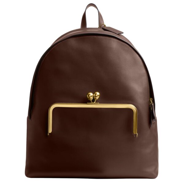 Mochila Coach CBR55 Kisslock con Marco Cuero Glovetanned Marrón Oscuro