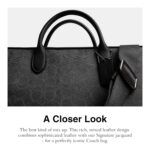 Bolsa de Trabajo Coach Theo CAK97 Jacquard Signature Cuero Negro para Laptop 16 pulgadas