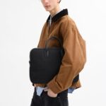 Bolsa de Trabajo Coach Theo CAK97 Jacquard Signature Cuero Negro para Laptop 16 pulgadas
