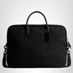 Bolsa de Trabajo Coach Theo CAK97 Jacquard Signature Cuero Negro para Laptop 16 pulgadas