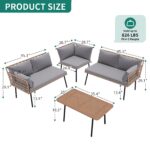 Juego de Muebles de Patio YITAHOME MAYIHvQ4o0 4 Piezas Mimbre Gris Forma de L con Cojines de Espuma Viscoelástica