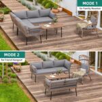 Juego de Muebles de Patio YITAHOME MAYIHvQ4o0 4 Piezas Mimbre Gris Forma de L con Cojines de Espuma Viscoelástica
