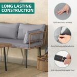 Juego de Muebles de Patio YITAHOME MAYIHvQ4o0 4 Piezas Mimbre Gris Forma de L con Cojines de Espuma Viscoelástica