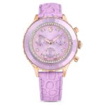 Reloj Swarovski Octea Chrono 5690804 correa de piel morado caja acabado oro rosa 37 milímetros