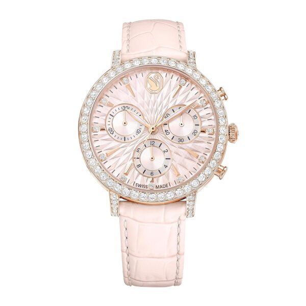 Reloj Swarovski Matrix Chrono 5698300 Correa de Cuero Cristales Transparentes Acabado Oro Rosa
