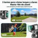 Cámara de seguridad celular Dragon Touch 4G LTE, cámara solar inalámbrica para exteriores 4K 12000mAh, modo dual 4G o Wi