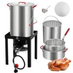 Freidora de Pavo GarveeHome Seafood Boil Pot 30 Cuartos y 10 Cuartos Quemador de Propano 50000 BTU Aluminio Negro