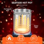 Freidora de Pavo GarveeHome Seafood Boil Pot 30 Cuartos y 10 Cuartos Quemador de Propano 50000 BTU Aluminio Negro