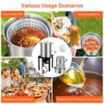 Freidora de Pavo GarveeHome Seafood Boil Pot 30 Cuartos y 10 Cuartos Quemador de Propano 50000 BTU Aluminio Negro