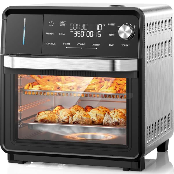 Nuwave Horno de vapor combinado, multicocción de acero inoxidable no tóxico con freidora de aire, vapor, cocción al vací