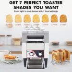 Tostadora con transportador comercial, 450 rebanadas/hora, horno eléctrico de acero inoxidable resistente de 1700 W con