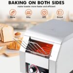 Tostadora con transportador comercial, 450 rebanadas/hora, horno eléctrico de acero inoxidable resistente de 1700 W con