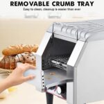 Tostadora con transportador comercial, 450 rebanadas/hora, horno eléctrico de acero inoxidable resistente de 1700 W con