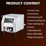 Tostadora con transportador comercial, 450 rebanadas/hora, horno eléctrico de acero inoxidable resistente de 1700 W con