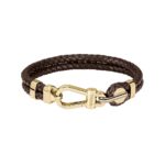 Pulsera BOSS Ares Prime 1580700M Cuero Trenzado Marrón Cierre de Mosquetón para Hombre