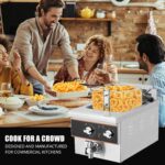 Freidora eléctrica de 6 litros para el hogar y restaurante - Sistema de drenaje de aceite, temporizador, cabezal de frei