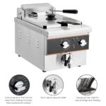 Freidora eléctrica de 6 litros para el hogar y restaurante - Sistema de drenaje de aceite, temporizador, cabezal de frei