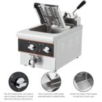 Freidora eléctrica de 6 litros para el hogar y restaurante - Sistema de drenaje de aceite, temporizador, cabezal de frei