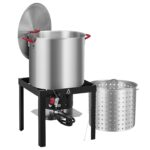 Kit para Hervir Mariscos Hipicute Seafood Boil Pot 60 Cuartos Aluminio Negro Acabado Pulido