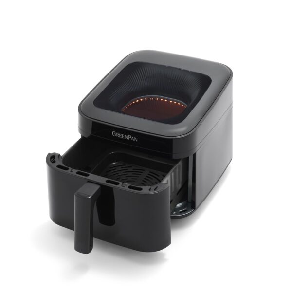 GreenPan Cyclone 7QT - Freidora de aire 12 en 1, ventana XL de fácil visión, 400 °F en 4 segundos, preajustes de pantall