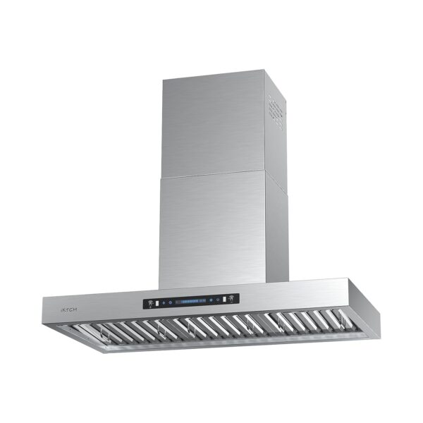 IKTCH Campana extractora de montaje en pared de 36 pulgadas, campana de ventilación con conductos de 900 CFM con ventila