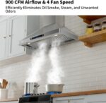 IKTCH Campana extractora de 30 pulgadas de montaje en pared, 900 CFM, acero inoxidable, detección de gestos y control tá