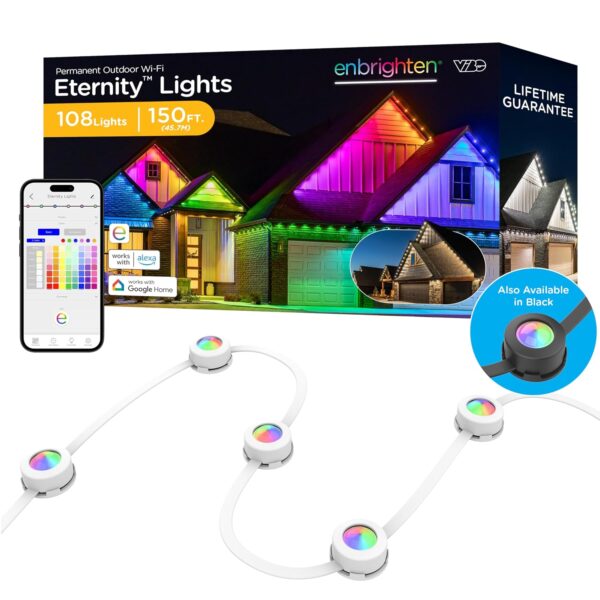 Luces LED Permanentes para Exterior Enbrighten Eternity 85102 150 pies 108 LED RGBWIC Control por Aplicación