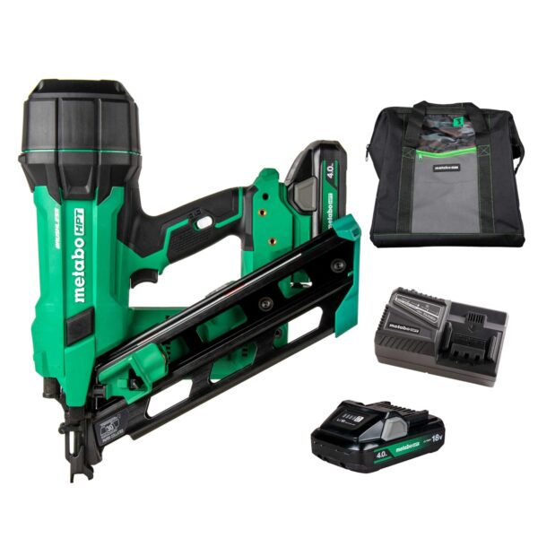 Metabo HPT Kit de Clavadora de Marcos Inalámbrica MultiVolt de 18V de 30° con Cinta de Papel, Clavadora de Marcos de 3-1